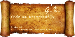 Gnámt Krisztián névjegykártya